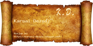 Karsai Dezső névjegykártya